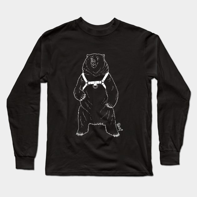 Leather Bear Long Sleeve T-Shirt by RobskiArt